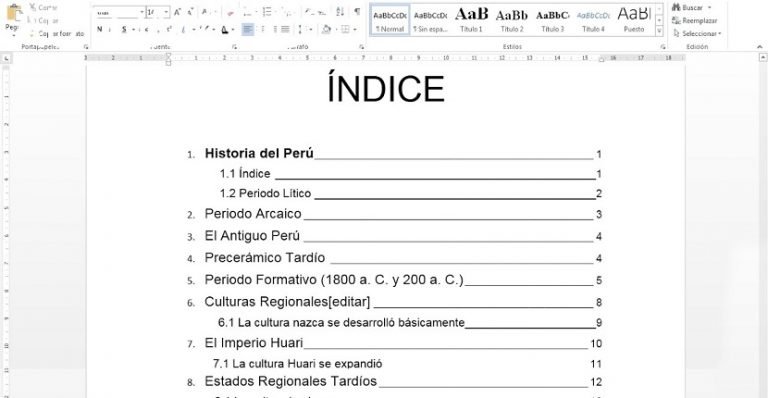 Cómo hacer un índice en Word